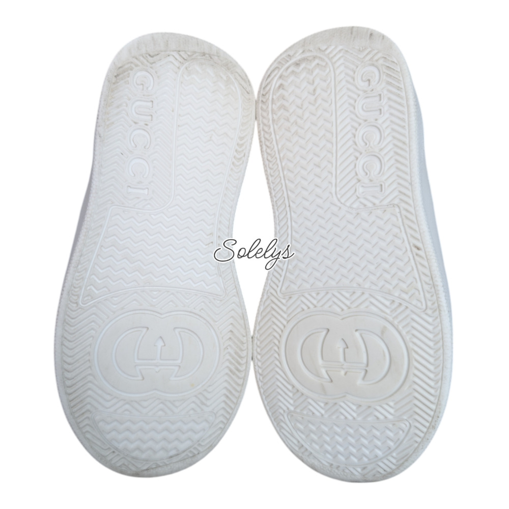Gucci Kids Chunky GG Logo Leather Web White Blue Sneaker Toddler EU 25 US 9 - Picture 5 of 10